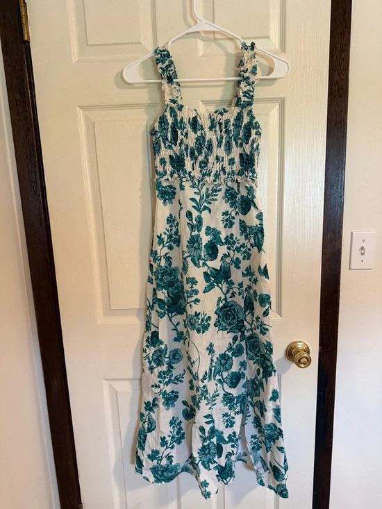 Zara White Mini Dress with Teal Floral Print - Picture 5 of 7